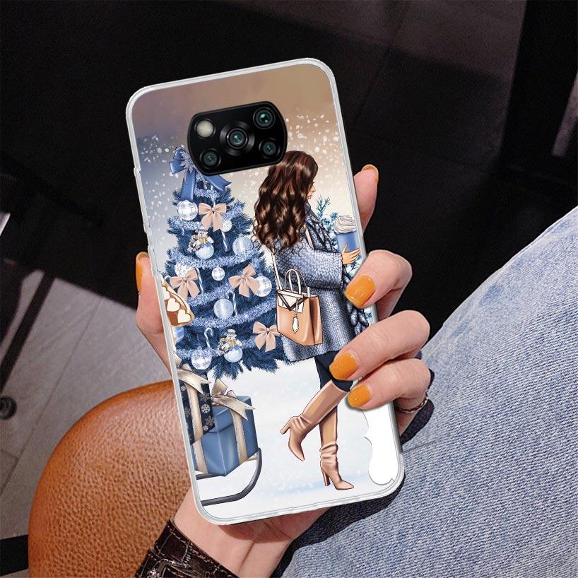 Christmas Girls Tree Gift Phone Case For Xiaomi Poco X7 X6 X5 Pro F7 Ultra Redmi 15C 15 13C 13 12C 12 10 10A 10C 9 9A 9C 9T Cove