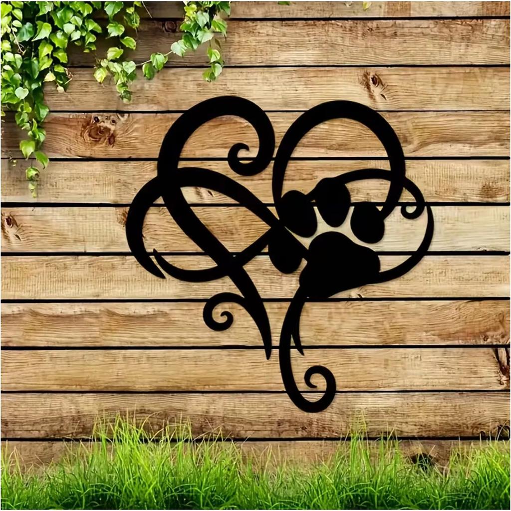 Dog paw print metal wall art, living room bedroom hanging decoration wall art, indoor/outdoor home decoration