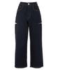 Kobe Lettuce Petitle Petitle Straight Denim Pants with Fringed Wide Petite High All Petite Size Petite Side Indigo Women's Hems, Cut, Sizes, Spring,