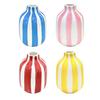 Ceramic Striped Vase Hand-Painted Modern Nordic Boho Vase Small Decorative Flower Container for Side Table Kitchen Indoor Room Centerpiece