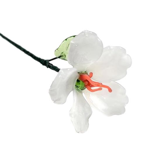 Flor de Vidro Artesanal Yousheng com Haste de Arame Flor Miniatura Floral Colorida Soprada à Mão Decoração Vaso de Flores de Mesa para Casa Sala de Estar Escritório