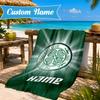 Custom Name Beach Towel Celtic Football Crest Microfiber Beach Towel, Lightweight for Summer Travel, Swimming Pool Fan Birthday Gift