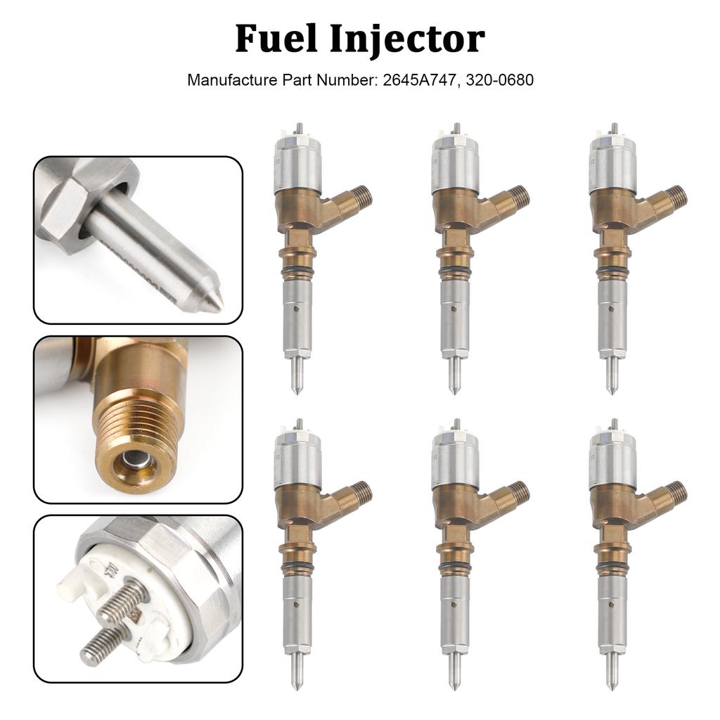 6PCS Fuel Injectors 3264700 Fit for Caterpillar C6 C6.4 Fit for CAT 320D Excavator