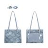 [Brilhante o Dia Todo] Bolsa Ita, Bolsa Tote, Bolsa Oshikatsu, Bolsa Ita, Vinil, Jeans, Bolso Transparente, Grande Capacidade, Bolsa de Ombro Simples (Azul)