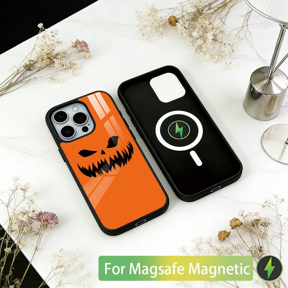 Halloween Pumpkin Head Phone Case For iPhone17,16,15,14,13,12,11 Plus,Pro Magnetic with Magsafe Wireless Charging
