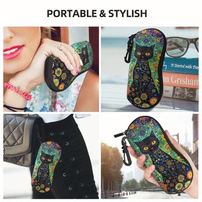 Bolsa Portátil para Gafas Ligera Estuche con Cremallera para Gafas Caja de Almacenamiento para Gafas Estuche Negro Caprichoso para Accesorios de Hombre