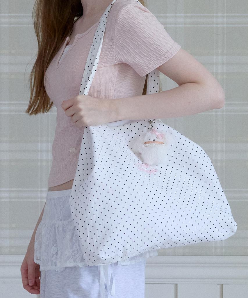 Pink Pineapple Merry Dot Tote Bag_White
