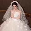 Large Size Wedding Dress Bride 2025 New Wedding Dress Flower Tube Top Trailing Tail Fat MM Thin Dress Yarn Advanced