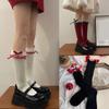 Womens JK Girls Princess Ribbed Calf Socks Japanese Sweet Ruffle Lace Trim Christmas Ribbon Bowknot Thick Warm Socks