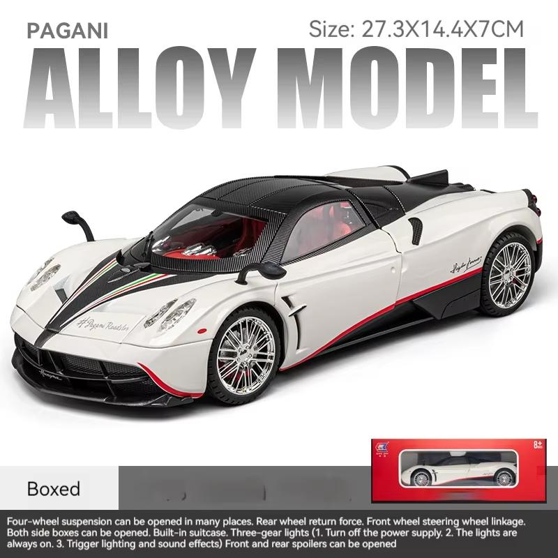 1/18 Pagani Sportwagenmodell aus Legierung, Rennwagenmodell aus Metalldruckguss, Simulation mit Ton und Licht, Pullback, Kinderspielzeug, Jungensammlung, Ornamente, Geschenk