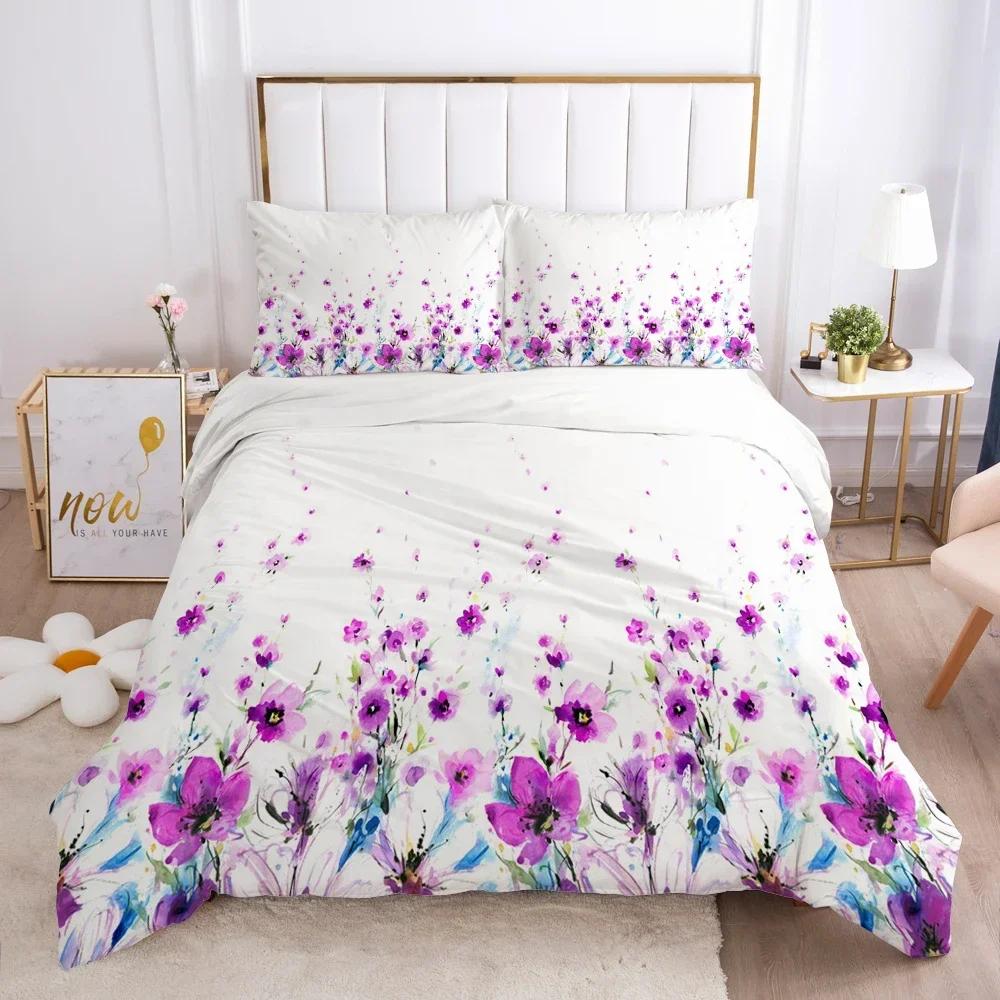 Juego de Ropa de Cama de Lujo 3D con Flores de 3 Piezas Funda Nórdica y Fundas de Almohada Tamaño Individual Funda de Colcha Estampado de Calidad Reactivo Reina Individual Hoja