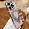 Luxuriöse Diamant Liebesherz Hülle für iPhone 16 Pro Max 16 Plus Transparente Acryl Metall Abdeckung für iPhone 13 12 11 14 15 Pro Max