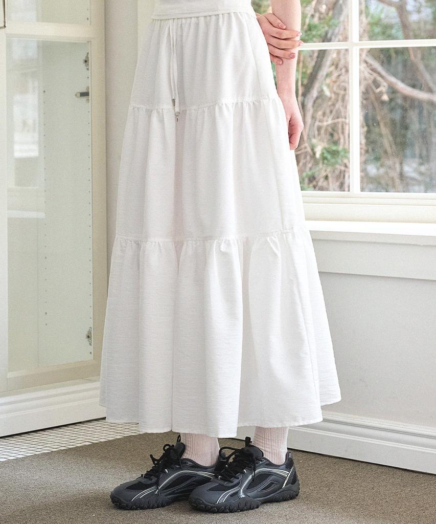 Micene Lyra Tiered Shirred Long Skirt