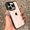 Capa de Telefone Transparente de Luxo à Prova de Choque Para iPhone 11 12 13 14 15 16 Pro Max X XS Max XR 7 8 Plus Capa Traseira com Borda Transparente