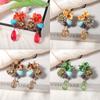 Water Droplet Pendant Beaded Flower Earrings Personality Inlay Flower Earrings Women