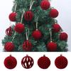 9/12/30 Pcs/set Flannel Christmas Ball Set 6/8cm Red Xmas Tree Hanging Pendant Hollow-out Hanging Christmas Decorations