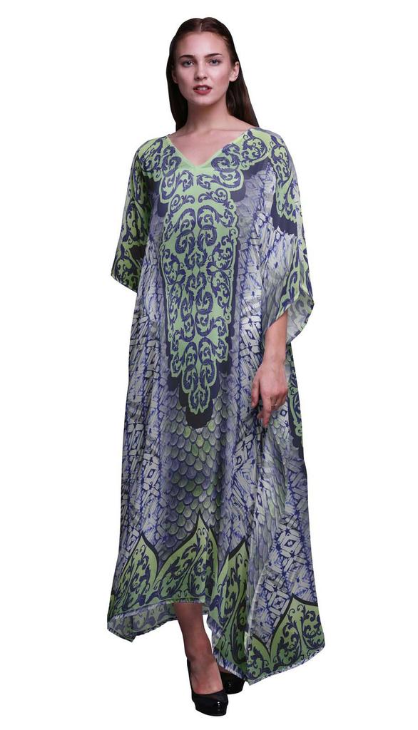 Phagun Paisley Etniczny Damski Kaftan Wakacyjny Strój Domowy Sukienka Maxi Plażowa