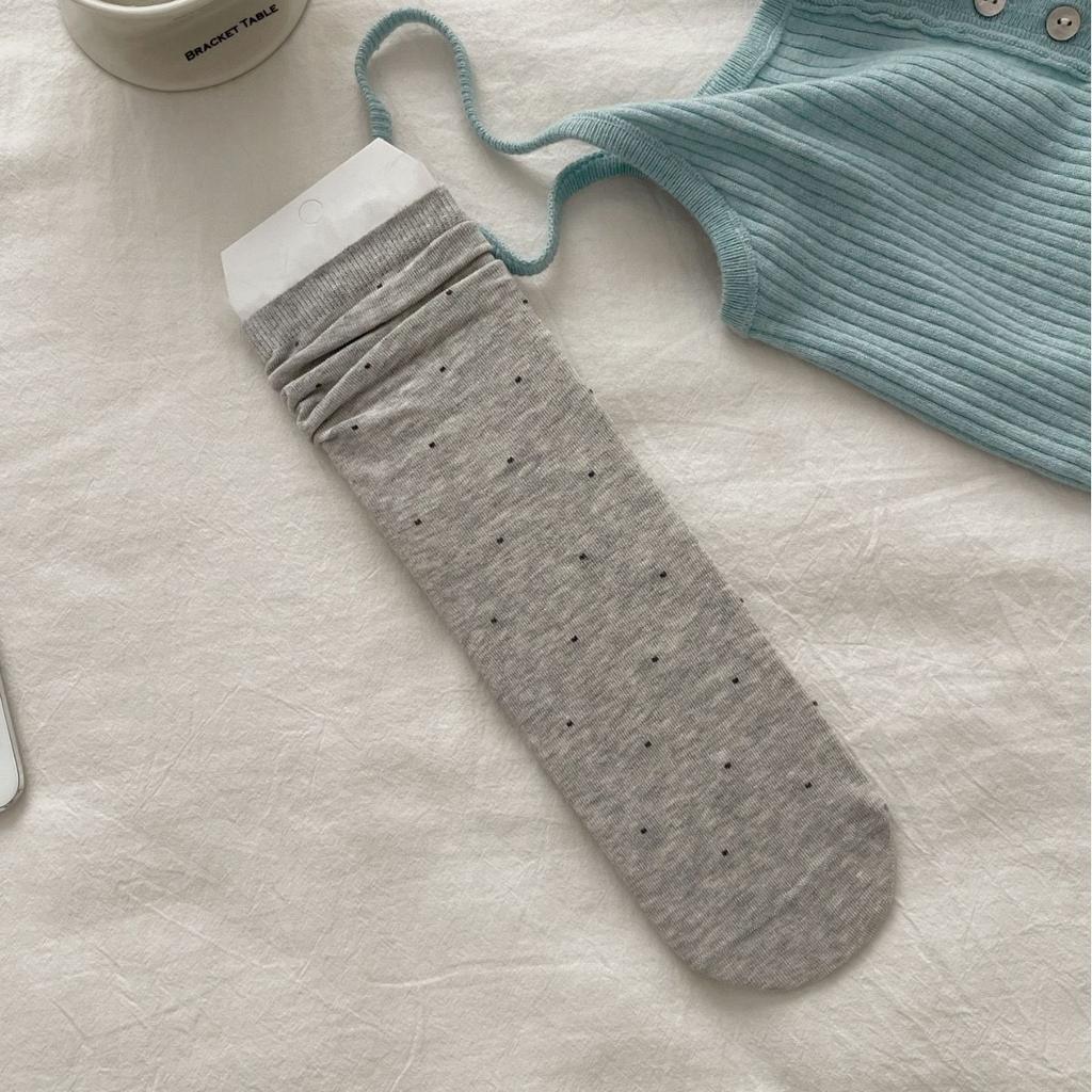 Summer Thin Mesh Polka Dot Socks Solid Color Lace Lace Medium Tube Socks Wind Cotton Boneless Stacking Socks