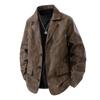 Retro American Biker Faux Leather Jacket Men Autumn Loose  All Match Fashion Motorcycle Casual Coat