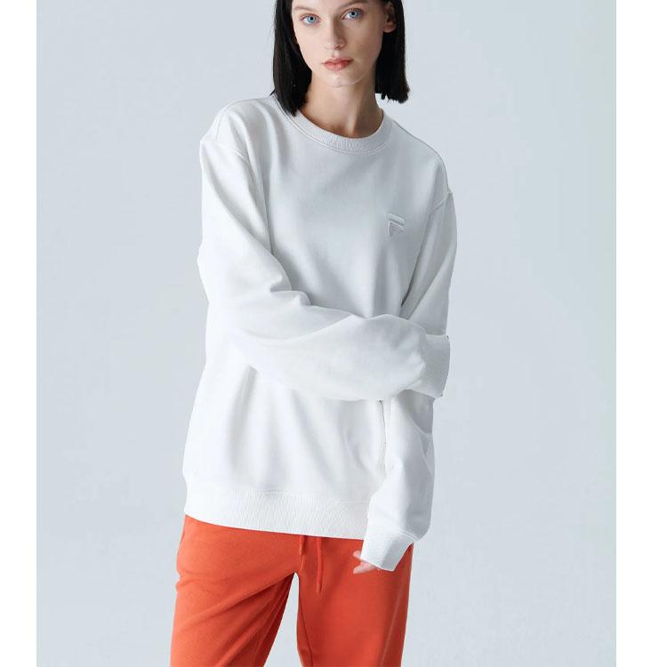 Fila Sweatshirts Unisex White Crew Neck Moderate Regular FS2POF3101X-OWH