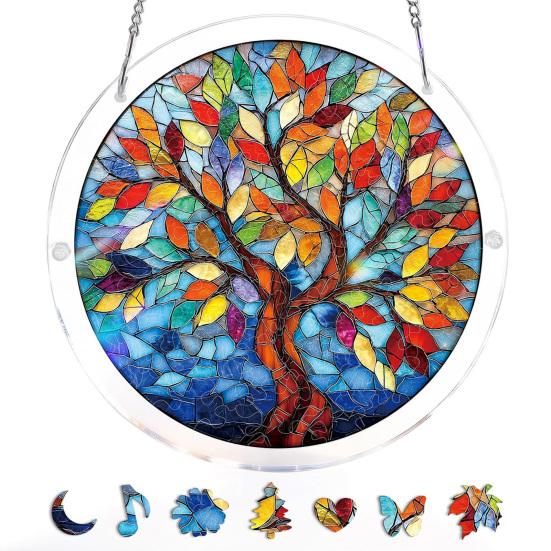 Acrylic Puzzle Suncatcher Stained Glass Window Hanging Ornament with Double-side UV