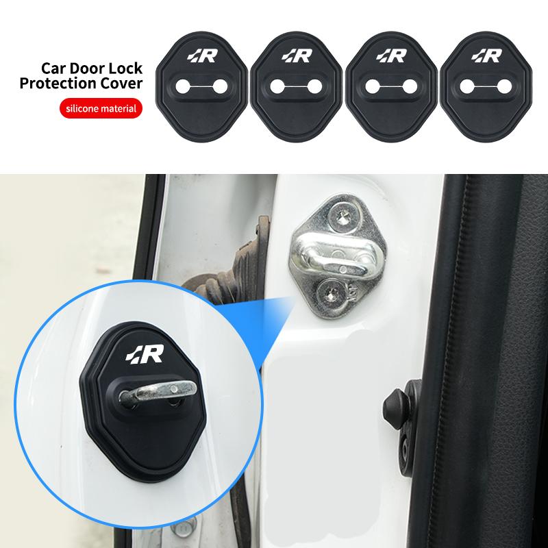 4-Piece Set of Universal TUHW45 Wear-Resistant Silicone Car Door Lock Covers For VW R Scirocco Jetta Passat Polo Tiguan Sharan Touran