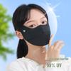 Masque Facial 3D Respirant pour Femmes avec Protection Solaire: Protection UV estivale avec pare-soleil et couverture du coin de l'œil, soie glacée pour l'extérieur