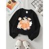 Girls Halloween Crew Neck SweatshirtAutumn Pumpkin Floral Print Design, Fun Print Kids Autumn Clothing