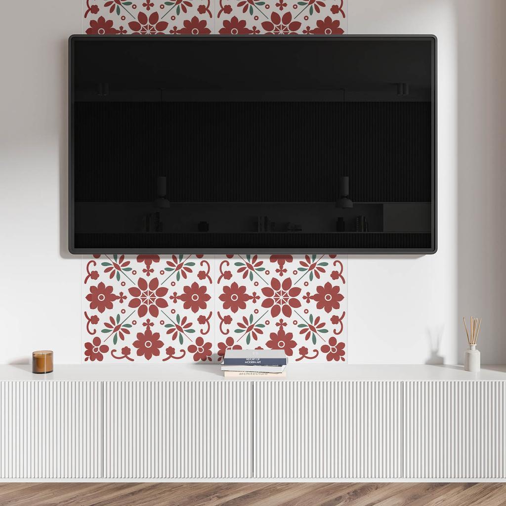 Self-adhesive patterned vinyl decor for the bedroom 100x50 cm floral pattern with leaves