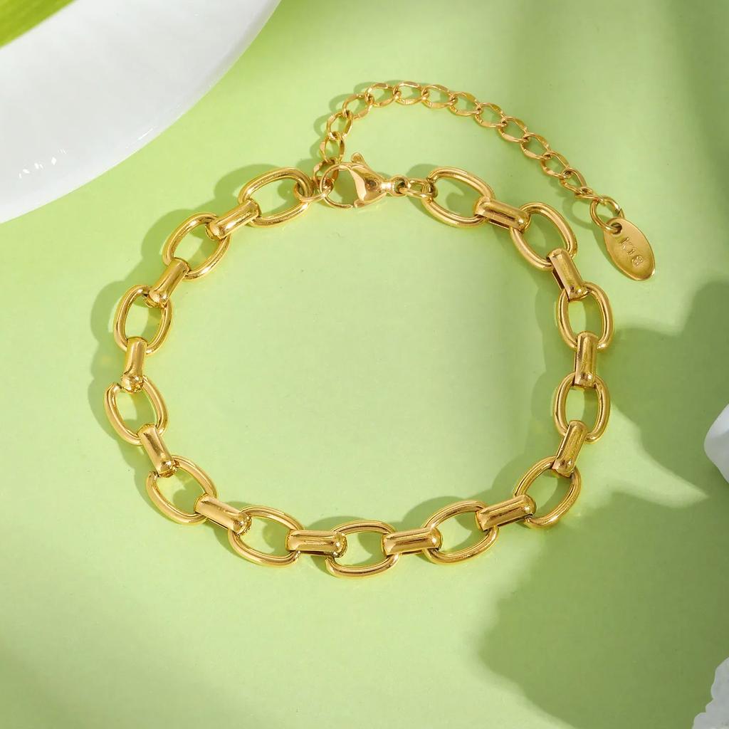 Stainless Steel Bracelet for Women for Women, Gold Plated Link Chain Bracelets,Trendy Mother's Day Gift Jewelry