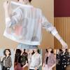 Woman Summer Chiffon Print Coats Femlae Long Sleeve Loose Bomber Jackets Ladies Print Breathable Casual Zipper Cardigans