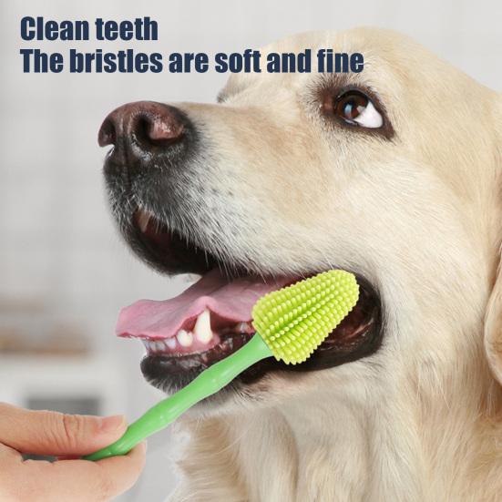 Pet Toothbrush 360-Degree Pet Toothbrush for Small Large Dogs And Cats Bamboo Shape Soft Teeth Cleaning Brush for Dental Care