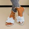 Fashion Shoes for Women 2024 Brand Summer Women's Slippers Solid Flowers Bead Jewelry Open Toe Low-heeled Light Beach Slippers Women