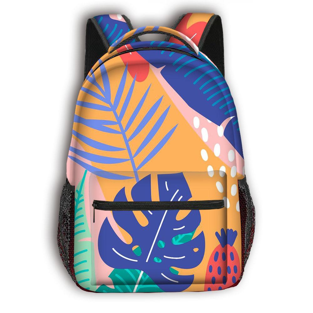 Cartoon Kpop Youthful School Bags Unisex Flowers Leaves Travel Bags 3D Print Oxford Waterproof Notebook Shoulder Backpacks
