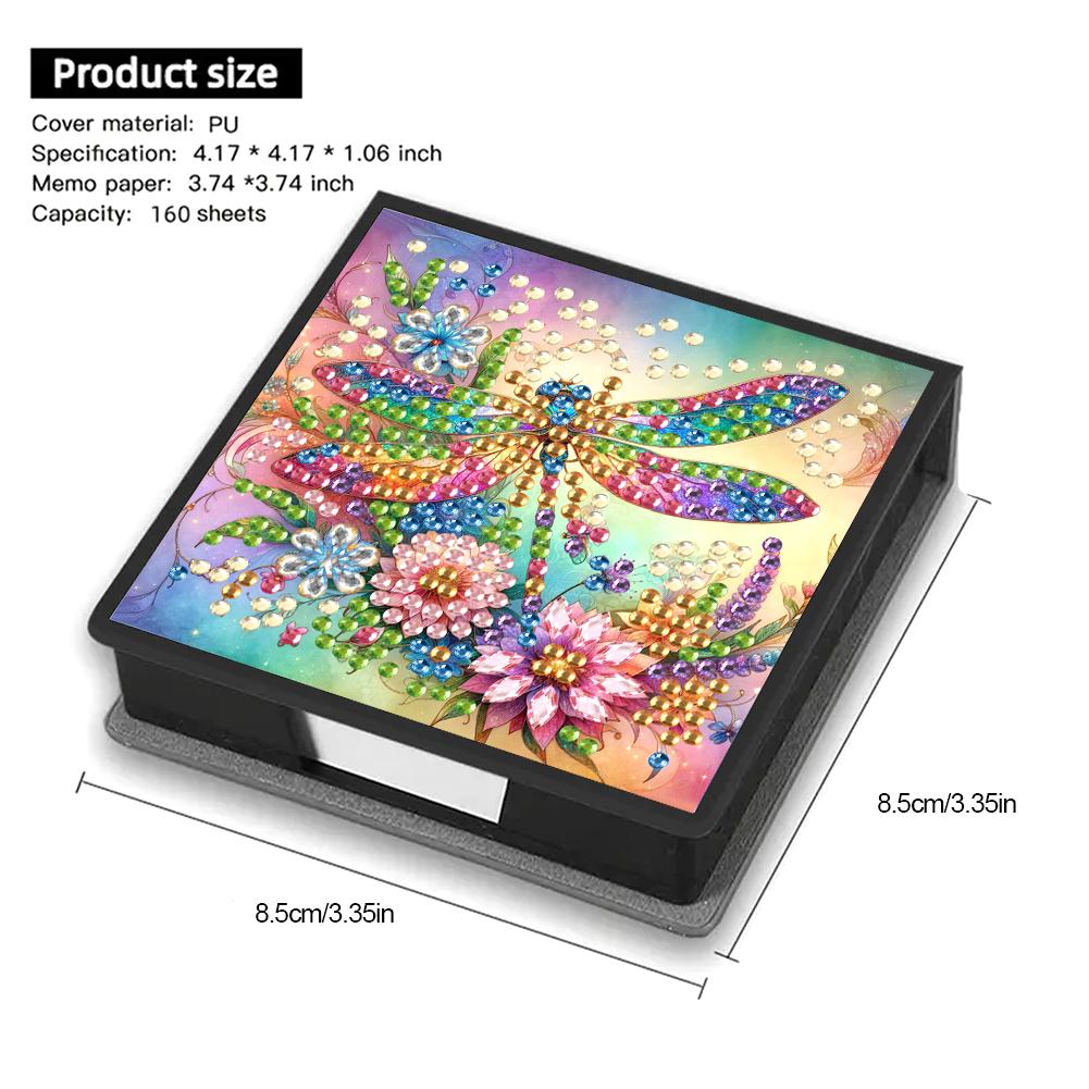 Cardboard DIY Crystal Art Sticky Notes Holder W/ 160 Sheets Crystal Art Note Box for Office Accessories Desk Office Workplace
