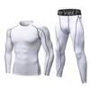 One Set Men's Running Tight Jogging T Shirt+ Pants Training Gym Fitness Quick Drying Trousers Professional Sportswear Clothes Long Sleeves