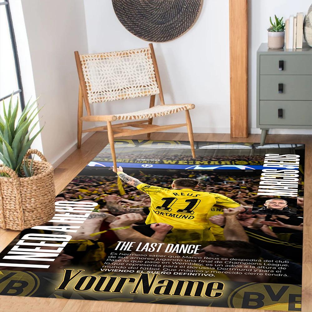 Borussia Dortmund Personalized Text Floor Rug Office Rug Design for Balcony Kitchen Hallway Dormitory Anti-slip Rug Office Home Decor
