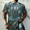 Men's Halloween Print Vintage Texture Short Sleeve T Shirt Loose Breathable Summer Sports Street Casual Daily Wear Top