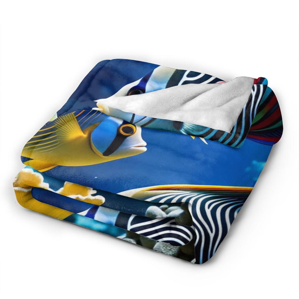 Beautiful Underwater World Colorful Fish Flannel Blankets Winter Warm Soft Throw Blanket for Children Bedspread Sofa Bed Cover