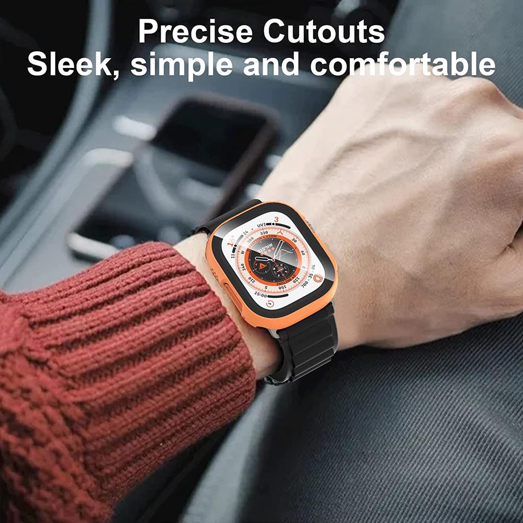 1/3Pack Glass+case For Apple Watch Ultra 49mm strap smartwatch PC Bumper+Screen Protector Tempered Cover iwatch series Accessori