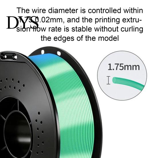 Object Printing Material Three-Color Gradient Silk PLA Filament, 1.75mm 1Kg Spool, Shiny Multicolor 3D Printer Filament for DIY Figurines Models