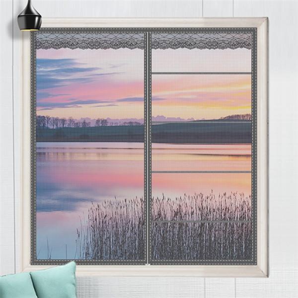 Folio Magnetic Window Screen Mesh Innendørs Anti-Mygg Gardin Tulle Sommer Usynlig Avtakbar Vaskbar Nett