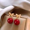 Silver Needle Resin Round Earrings - Luxury Retro Design Women's Studs with Unique Design.