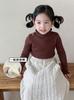 Baby Autumn Winter Thickened Fleece Knit Sweater Half Turtleneck Ruffle Collar Warm Base Layer Top