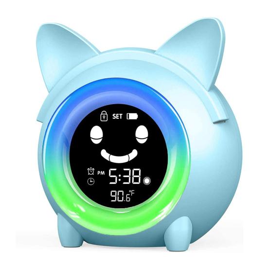 Kids Children Sleeping Training Temperature LED Light LCD Display Alarm Clock
