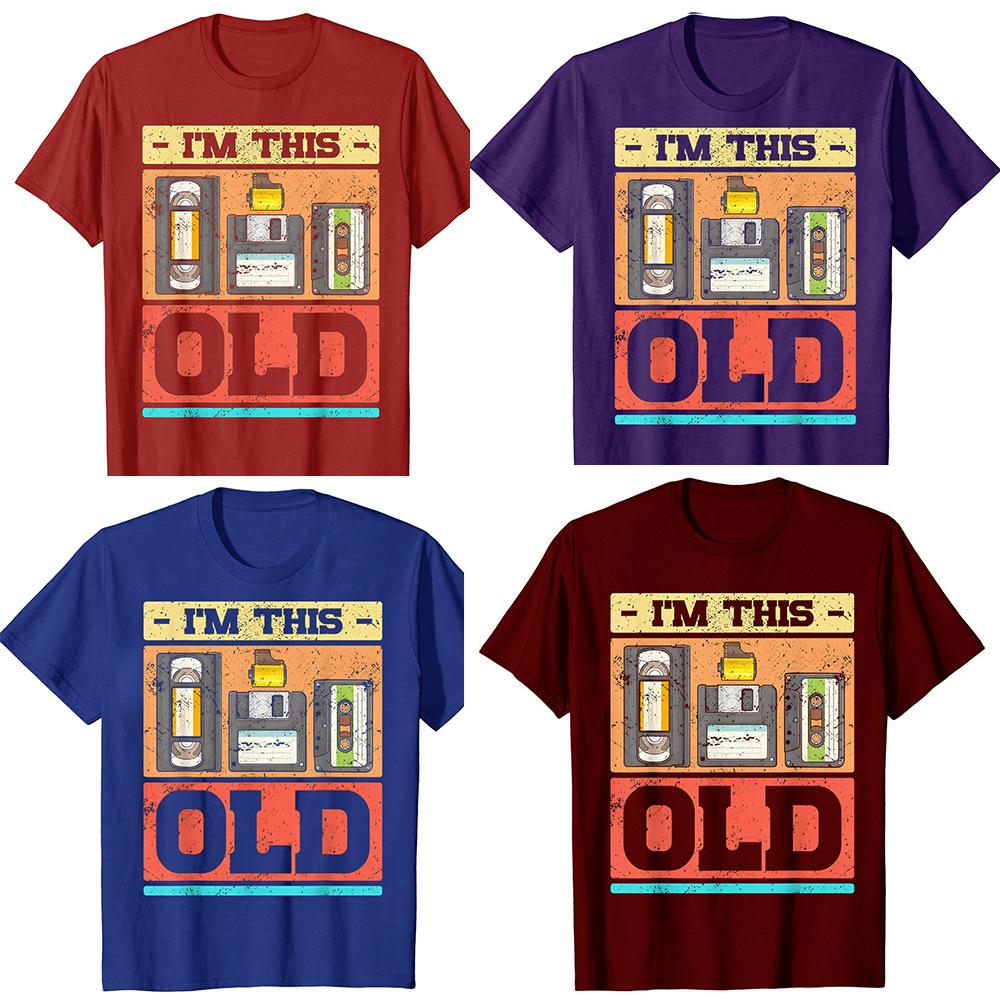 Lustiges Vintage Im This Old Lustiges Retro Kassetten Grafik T-Shirt Herren Damen Hip Hop Übergroßes T-Shirt 100% Baumwolle Komfort T-Shirts