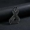 Black Memorial Black Badge Souvenir Funeral Black Ribbon Brooch Pin Queen Rhinestones Mourning Badge For Funerals and Mourning