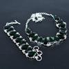 Green Tourmaline Necklace & Bracelet Jewelry Set, Coffin Green Tourmaline Gemstone 925 Sterling Silver Handmade Jewelry Collection, Party Wear Gift