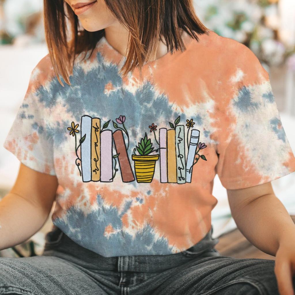 Vêtements Femme WGTD Mode Dame Manches Courtes Imprimé Tops Col O T-shirts Femme Été T-shirt Graphique