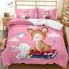 Kids Cartoon Cat Bedding Set Pink Animals Bedding,lovely Magical Animal Polyester Duvet Cover for Child Boys Girls
